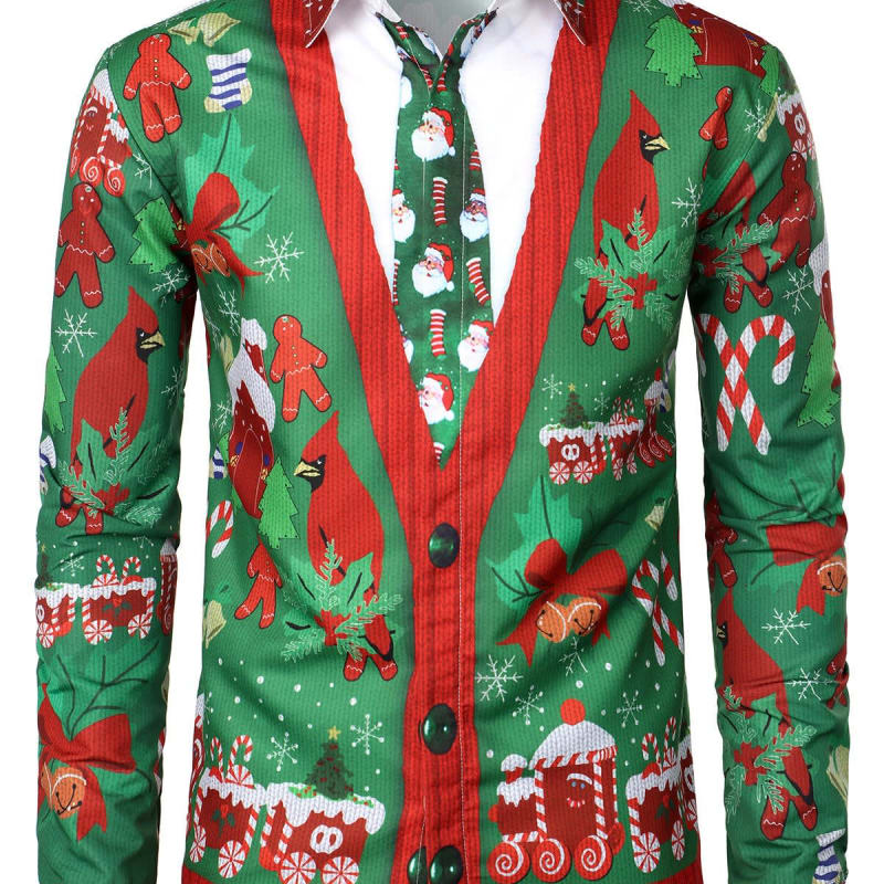 Nolan Gingerbread Print Ugly Christmas Shirt_1