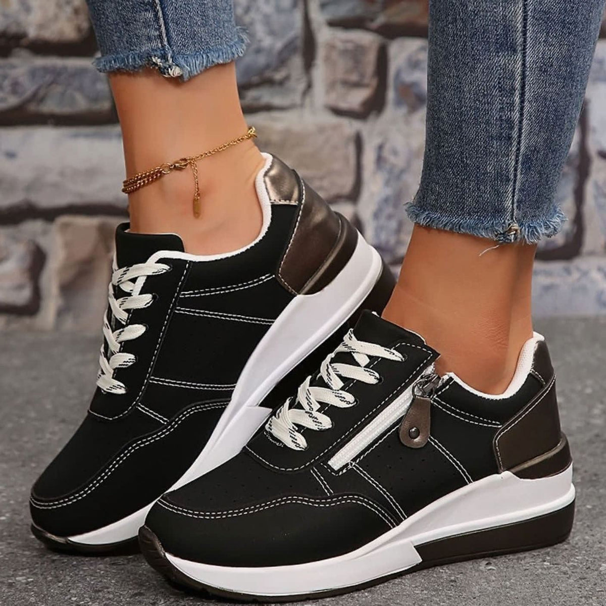 Leslie Cushioned Side Zip Orthopedic Sneakers_4
