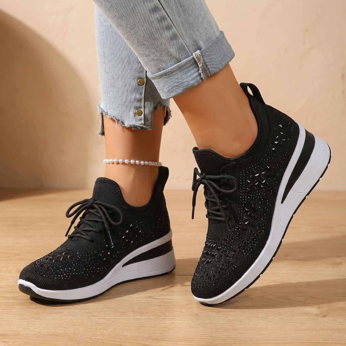 Jasmine Arch Support Rhinestone Orthopedic Sneakers_4