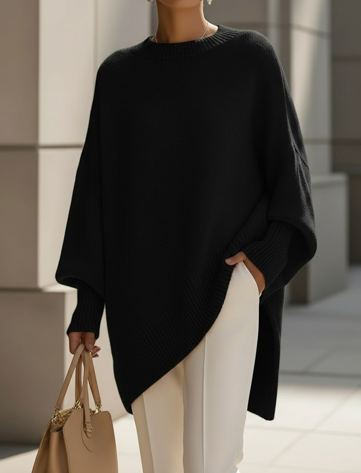 Gwyneth Oversized Batwing Sweater with Asymmetric Hem_10