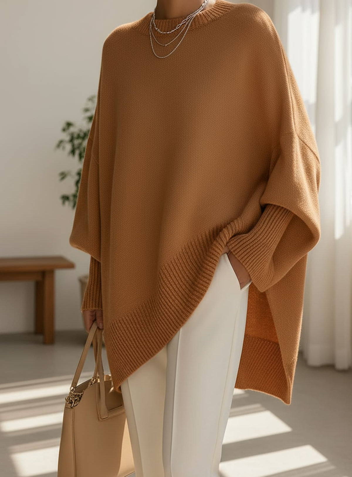 Gwyneth Oversized Batwing Sweater with Asymmetric Hem_12