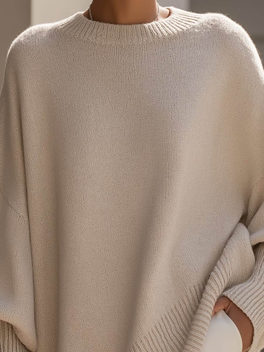 Gwyneth Oversized Batwing Sweater with Asymmetric Hem_4