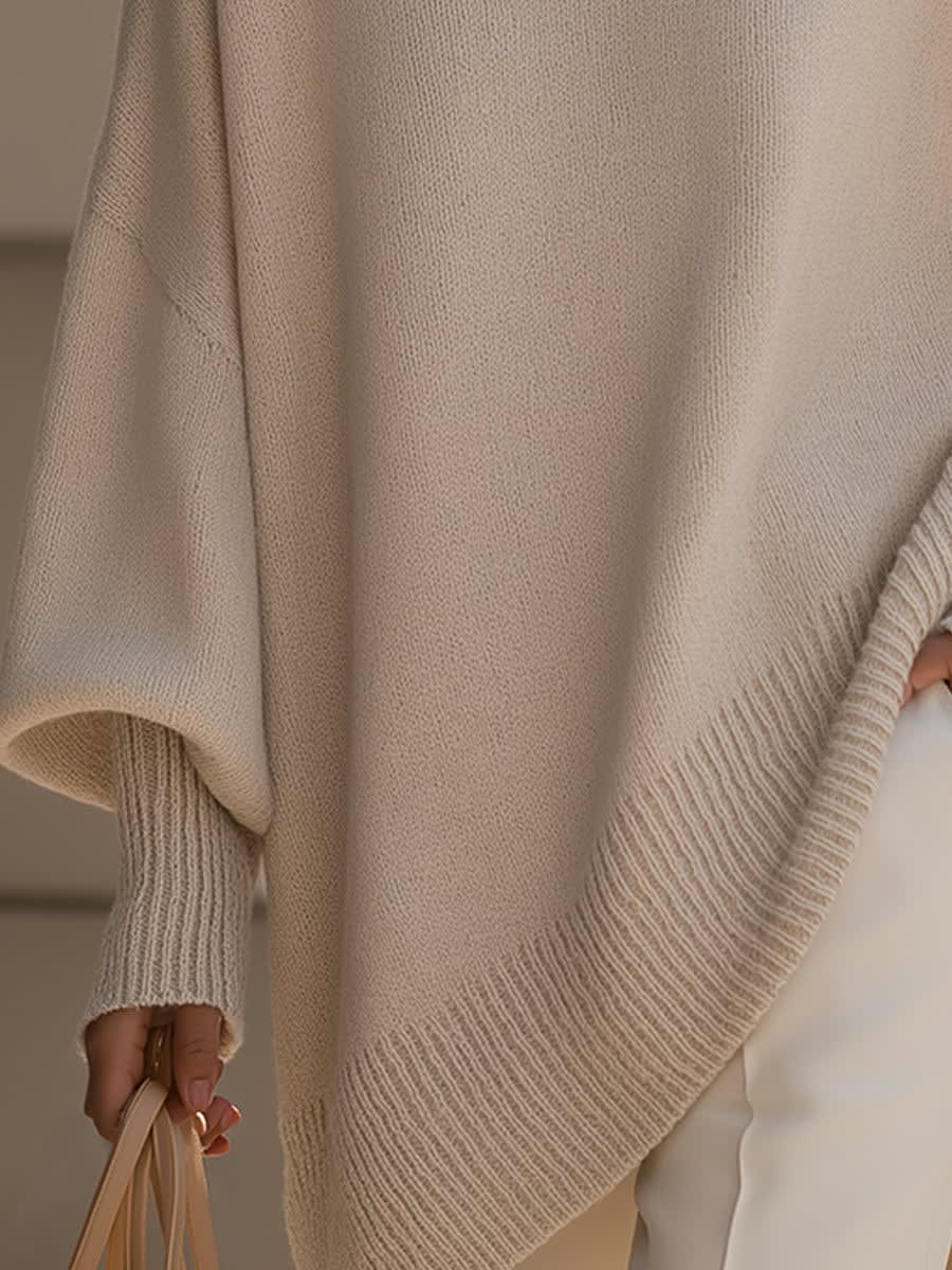 Gwyneth Oversized Batwing Sweater with Asymmetric Hem_5