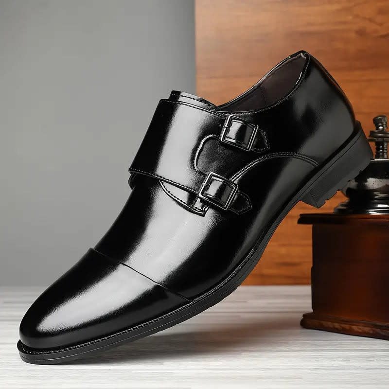 Norman Pebbled Leather Cap Toe Double Monk Dress Shoes_4