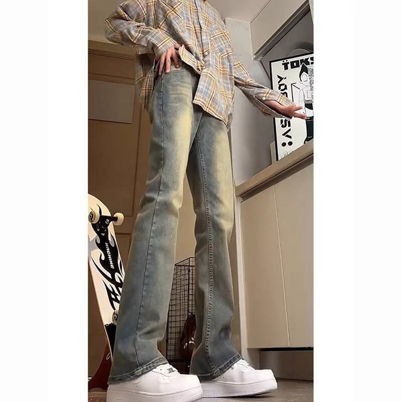 Sebastian Vintage Wash Frayed Hem Bootcut Jeans_4