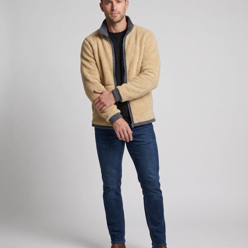 Stanley Contrast Trim Sherpa Fleece Jacket_1