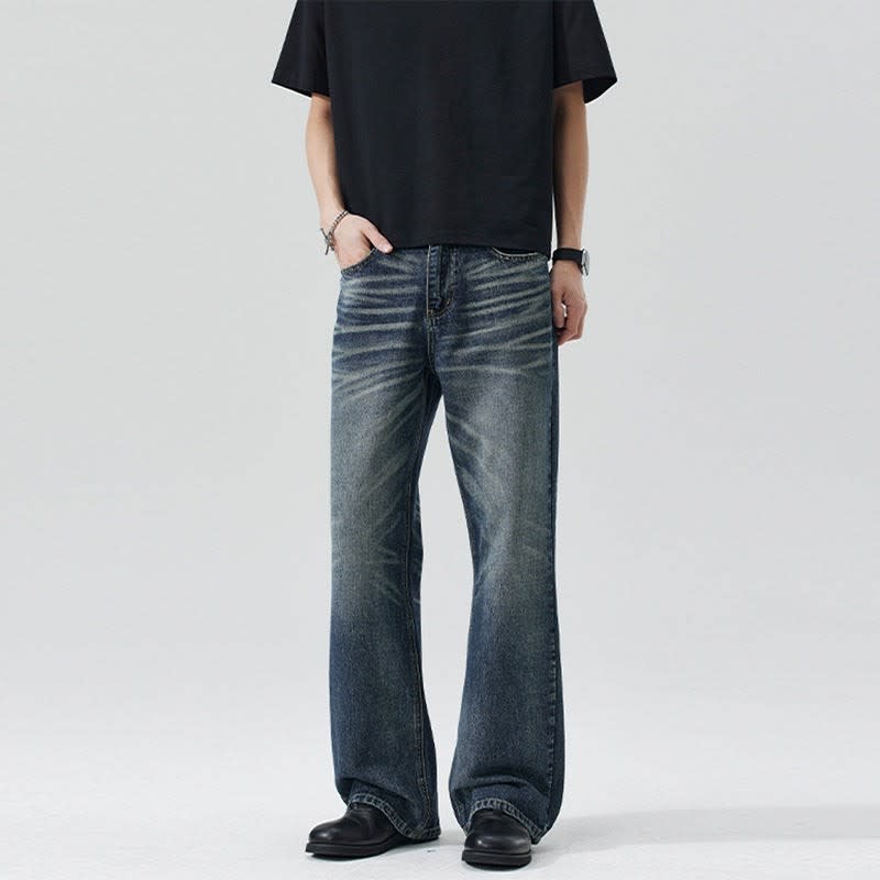Nathaniel Vintage Wash Wide Flared Jeans_5