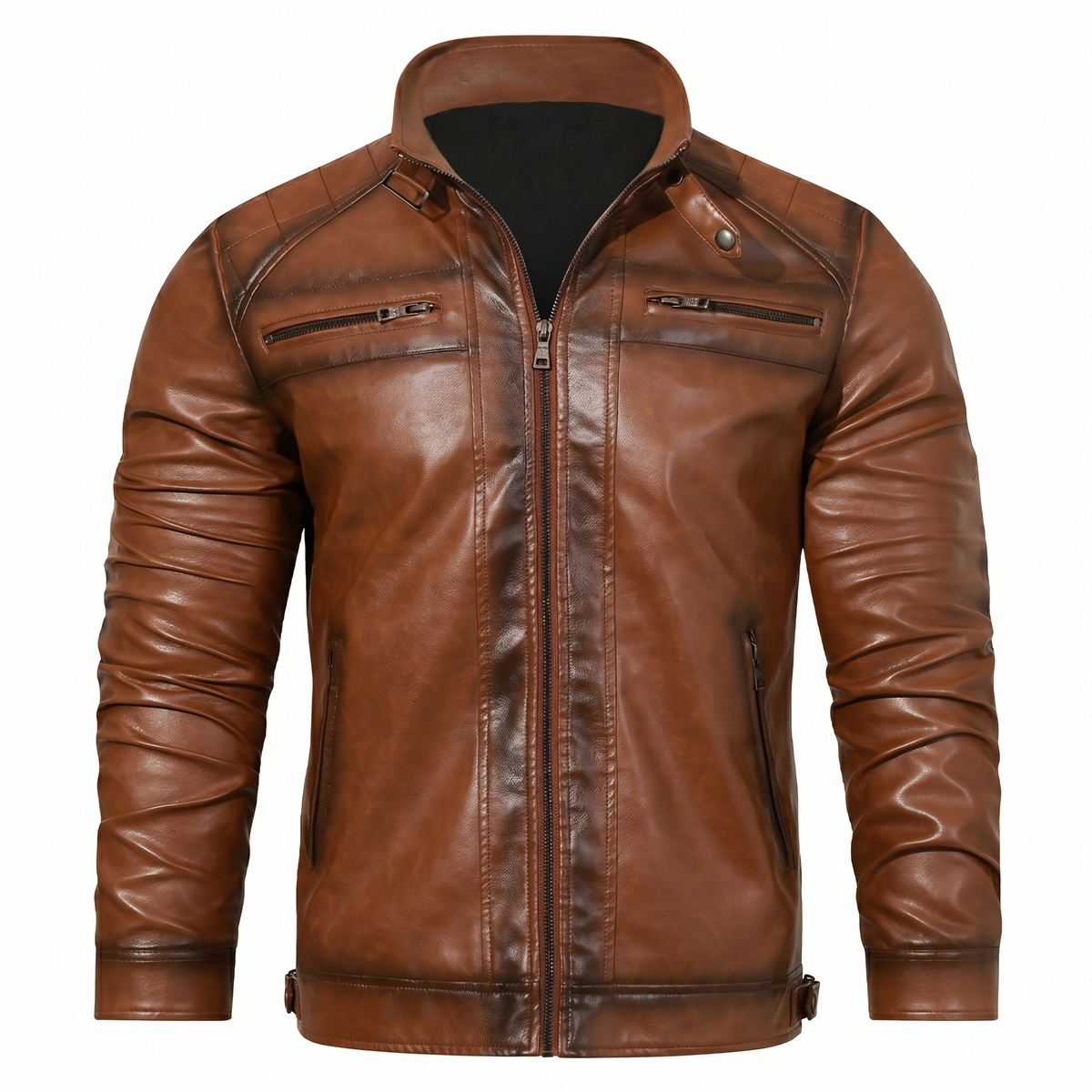 Men's Roadster Embroidered Leather Jacket