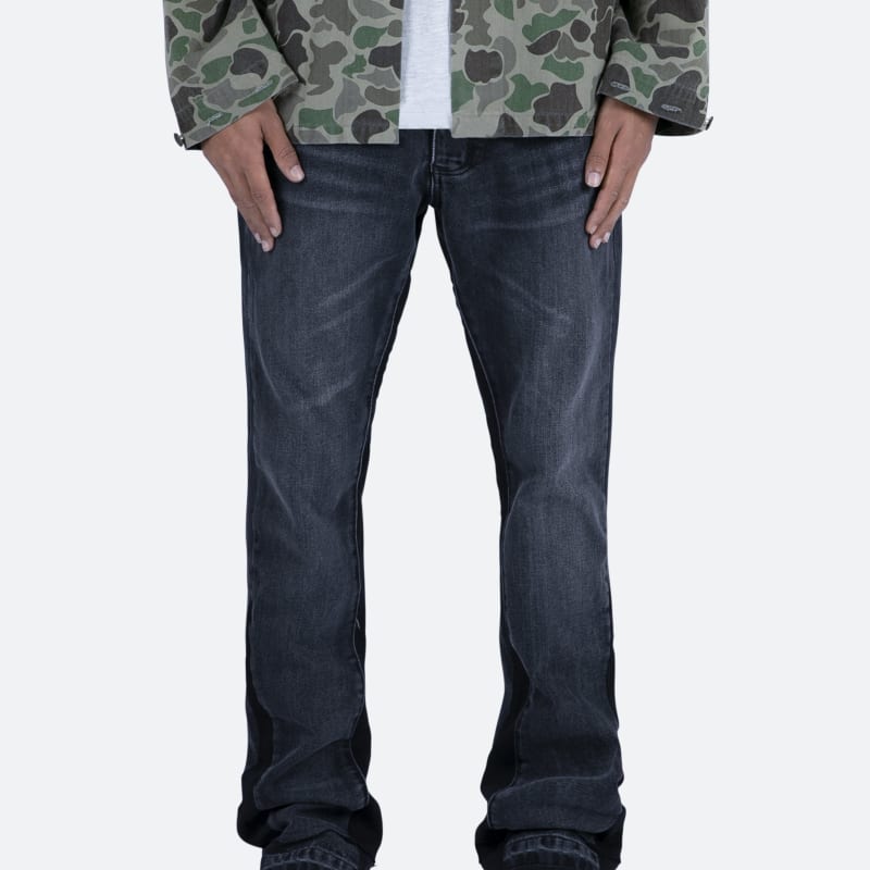 Xavier Slim Fit Washed Black Flared Jeans_1