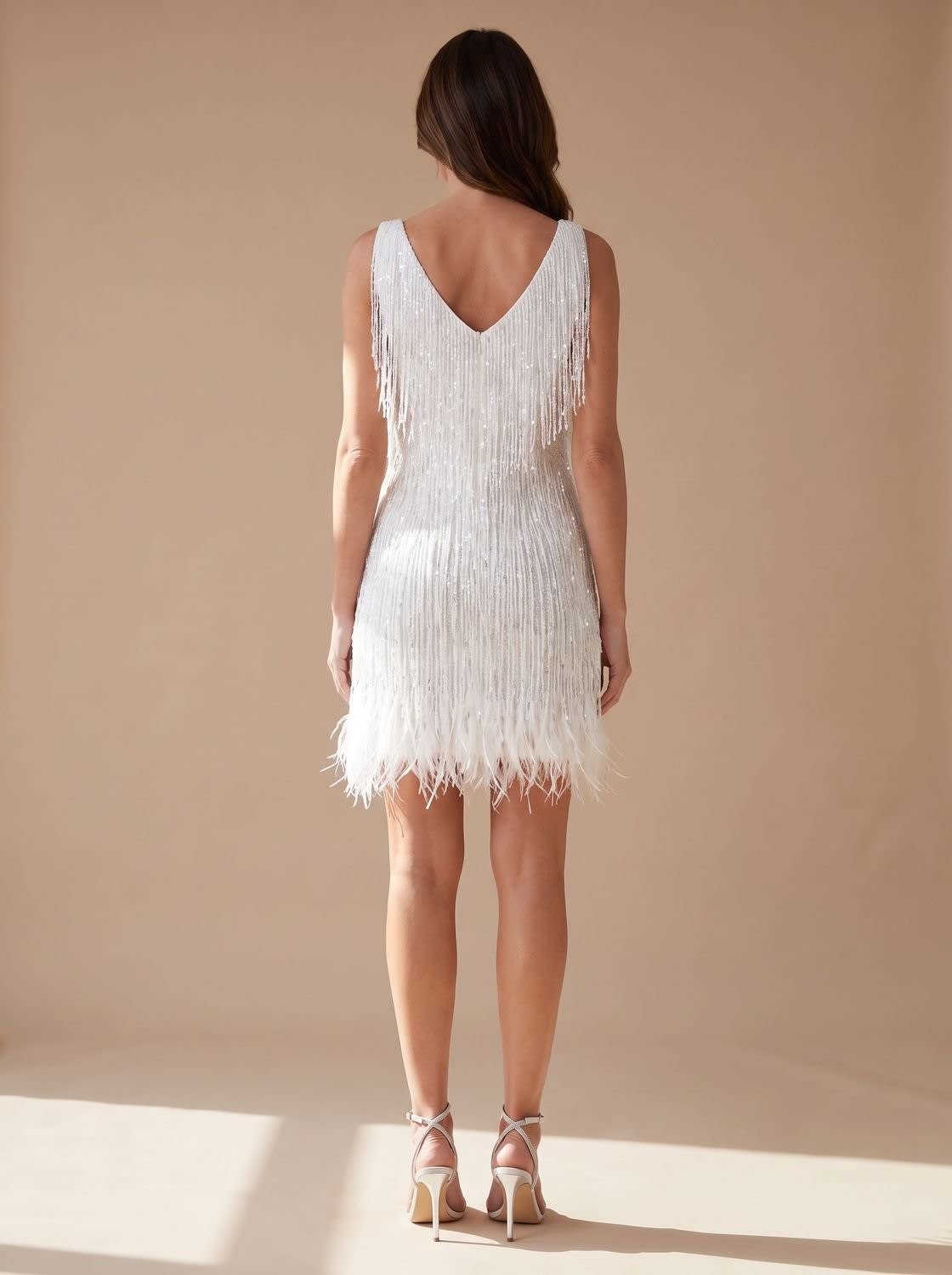 Etta V-Neck Sequin Fringe Christmas Party Mini Dress_9