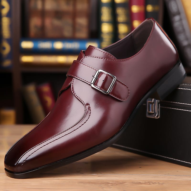 Cecil High Shine Leather Single Monk Strap Dress Shoes_3