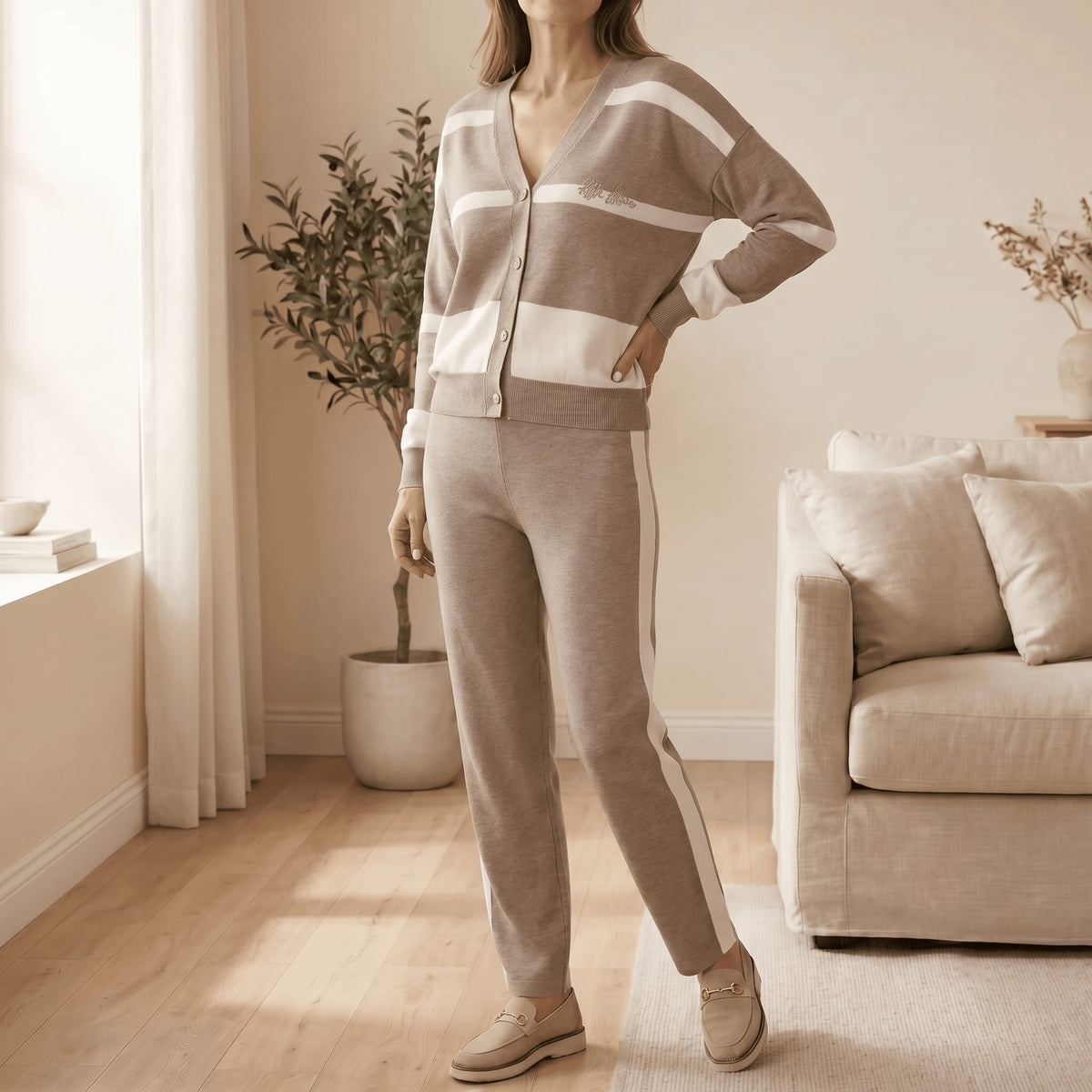 Hattie Striped Knit Cardigan and Pants Two Piece Set_10
