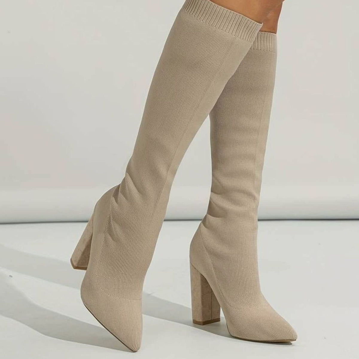 Hannah Stretch Knit Knee High Sock Boots_8