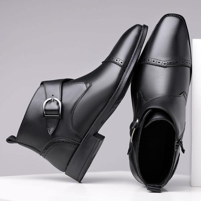 Maurice Leather Brogue Monk Strap Ankle Boots_10
