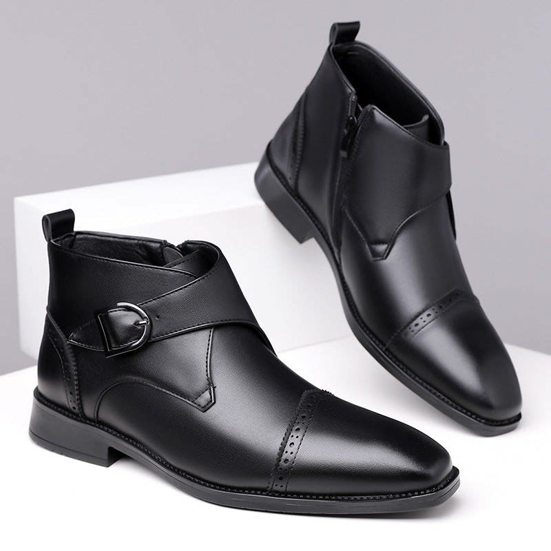 Maurice Leather Brogue Monk Strap Ankle Boots_11