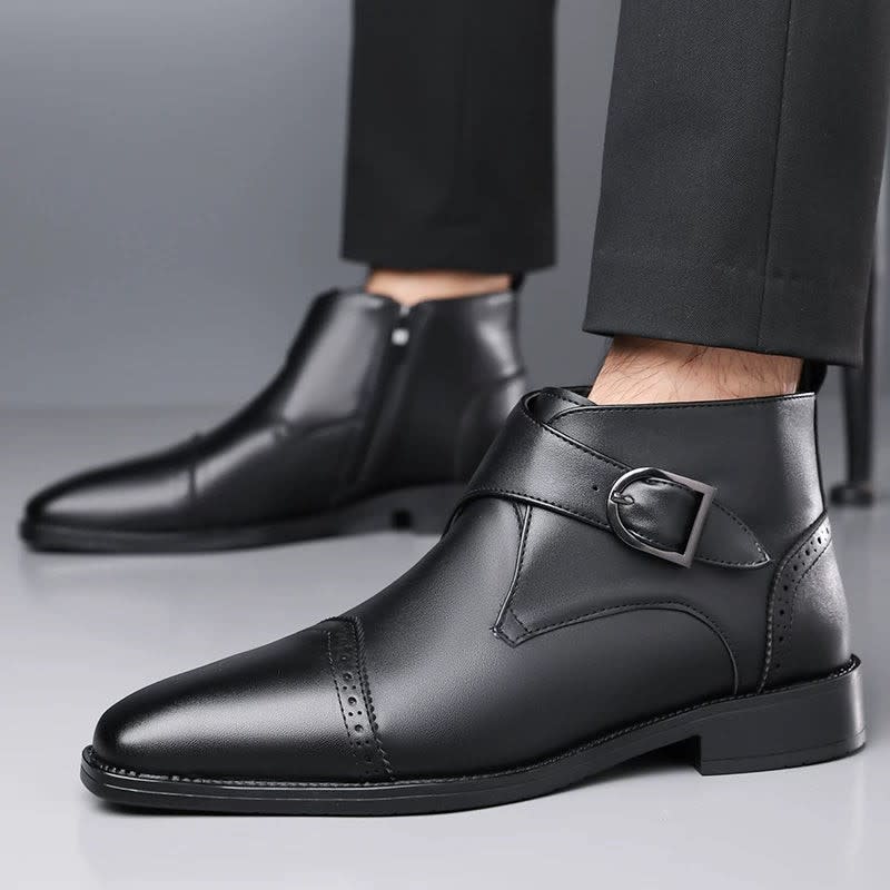 Maurice Leather Brogue Monk Strap Ankle Boots_14