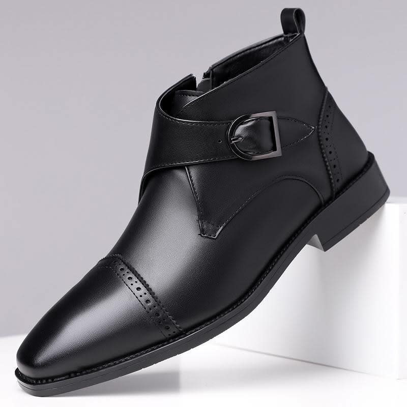 Maurice Leather Brogue Monk Strap Ankle Boots_7