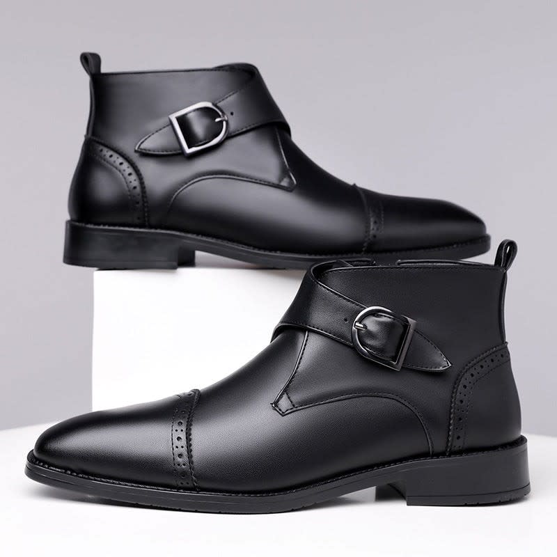 Maurice Leather Brogue Monk Strap Ankle Boots_8