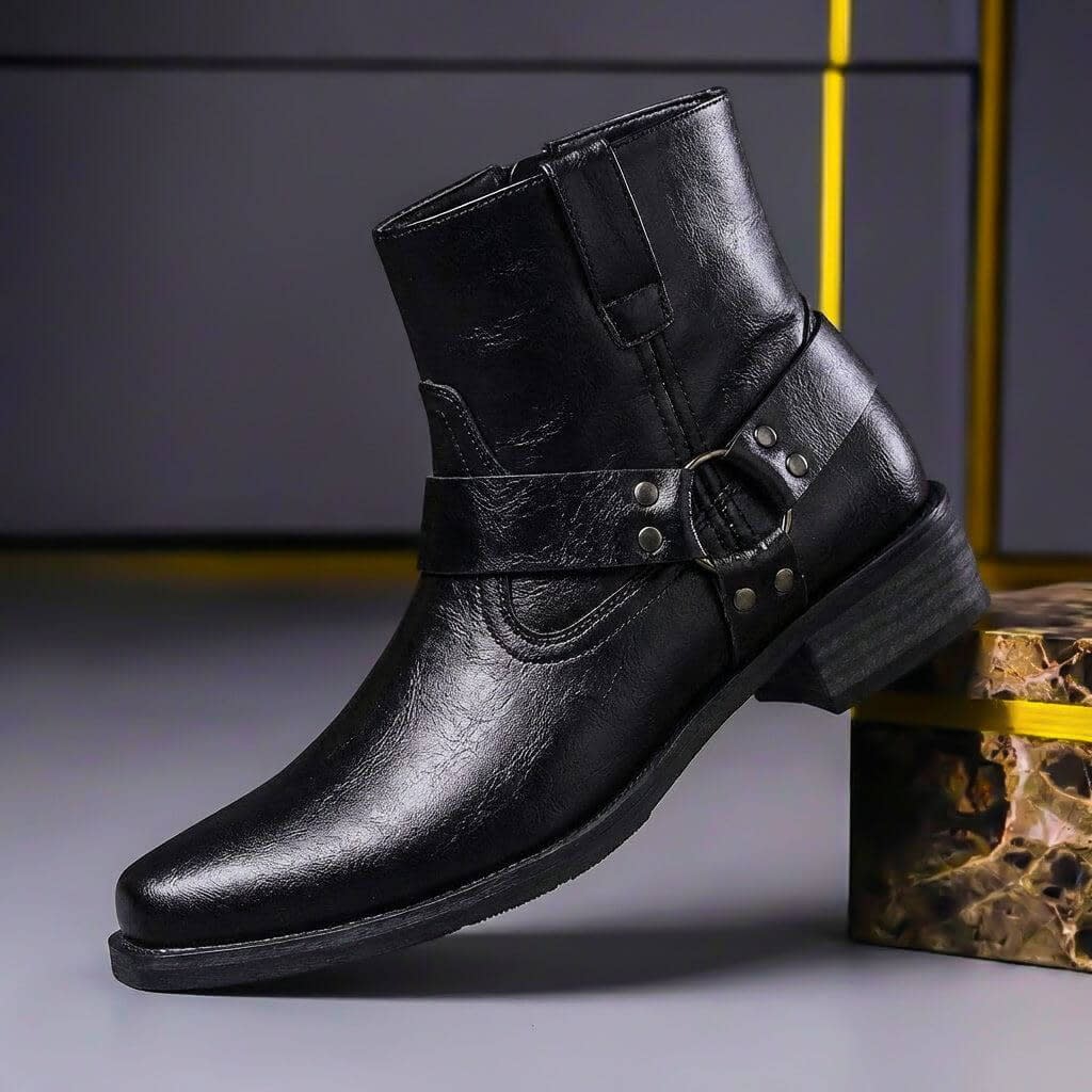 Axton Faux Leather Harness Ankle Boots_2