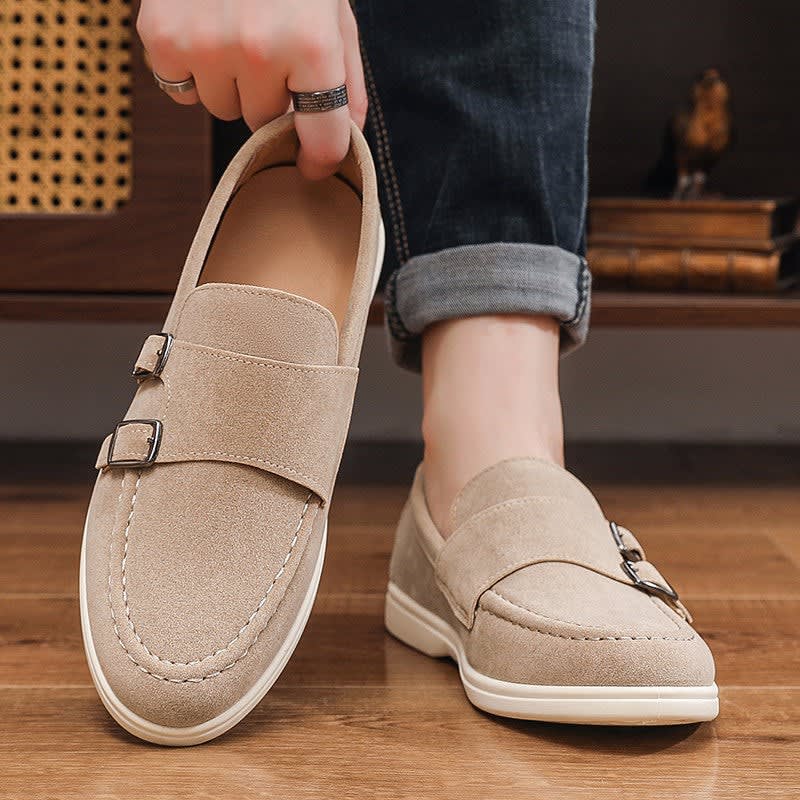 Kenneth Lightweight Suede Double Monk Strap Loafers_5