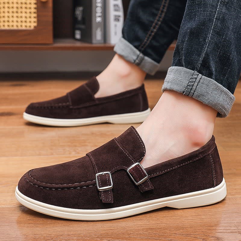 Kenneth Lightweight Suede Double Monk Strap Loafers_7