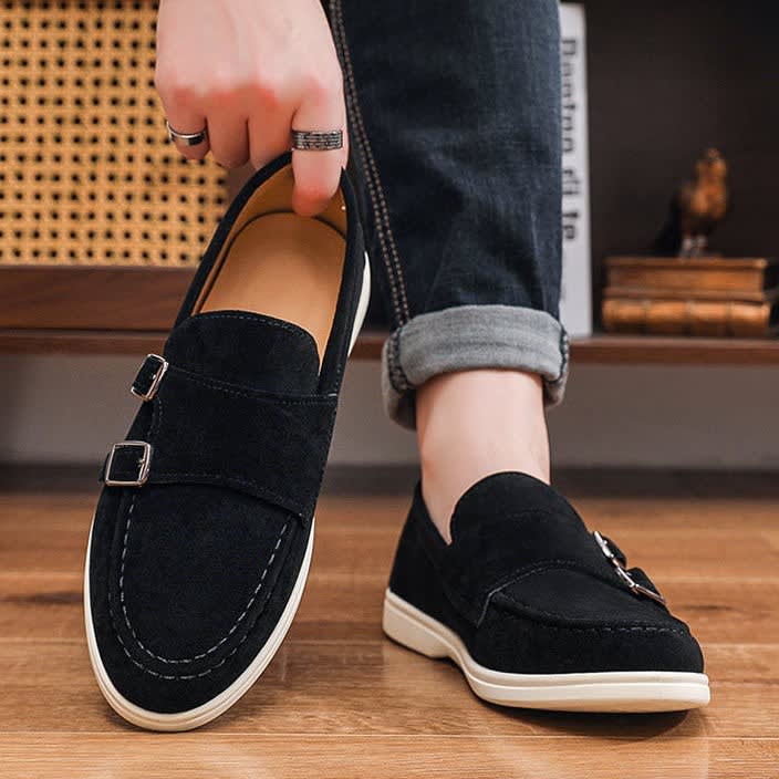 Kenneth Lightweight Suede Double Monk Strap Loafers_9