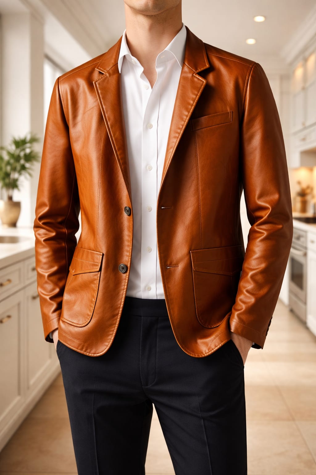 Julian Single Breasted Leather Blazer_2