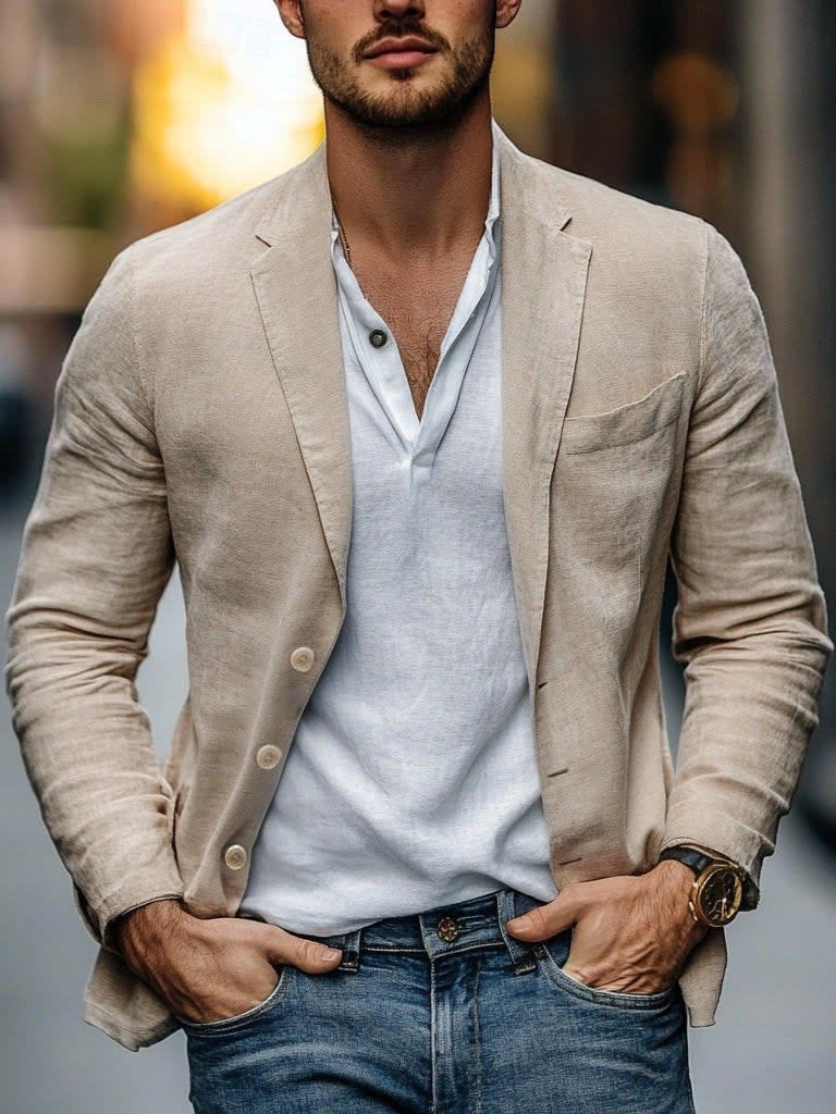 Adrian Single Breasted Textured Blazer_9