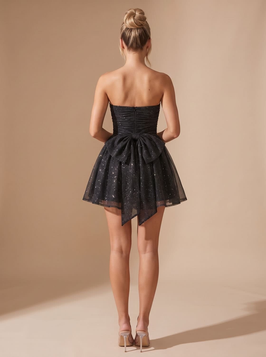 Amelie Glitter Strapless Christmas Party Mini Dress_7