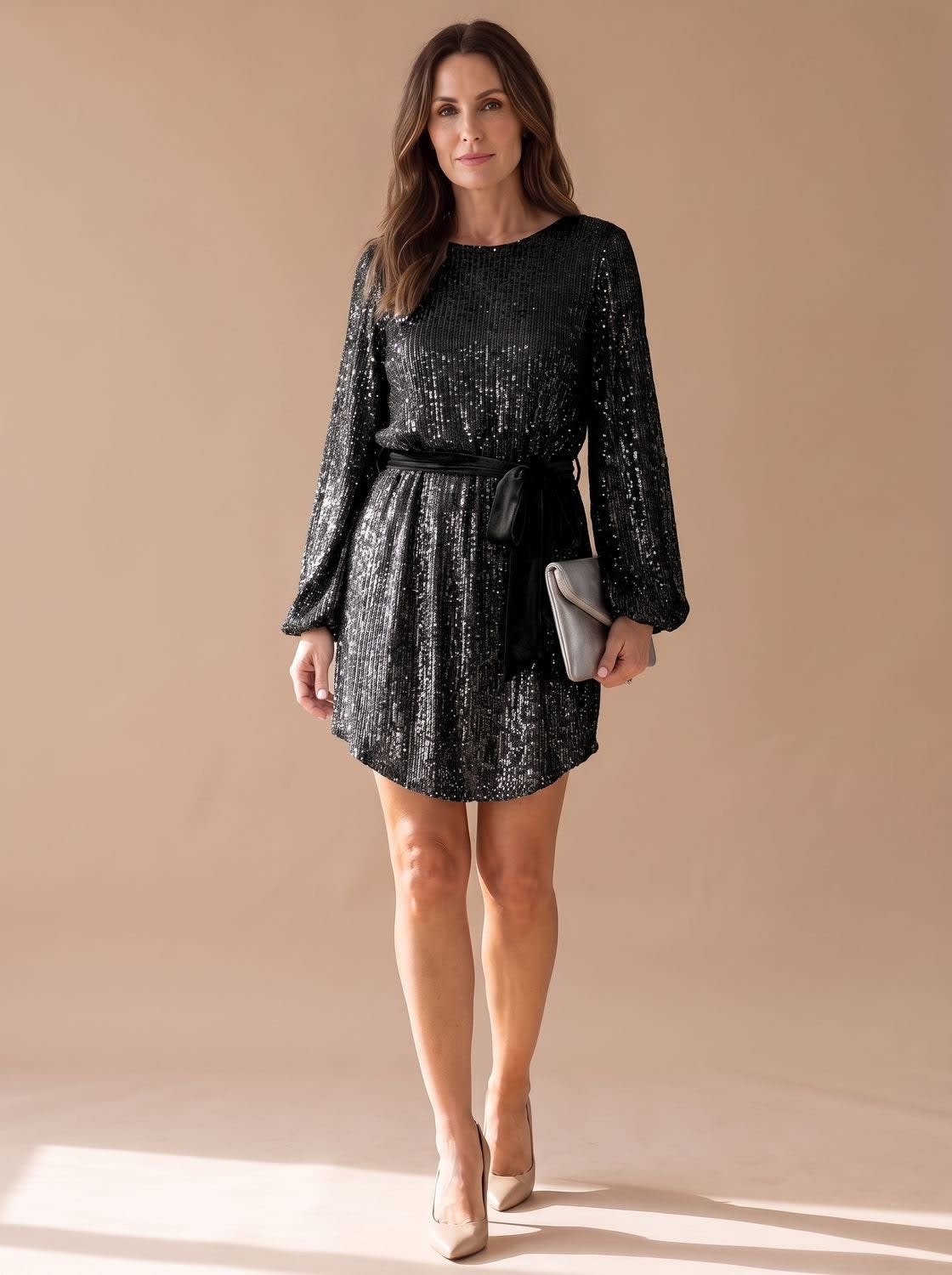 Magdalena Belted Sequin Party Mini Dress_2