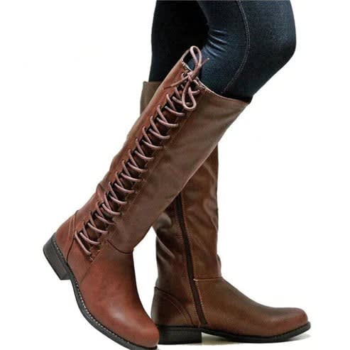Jane Faux Leather Lace-Up Knee High Riding Boots_2