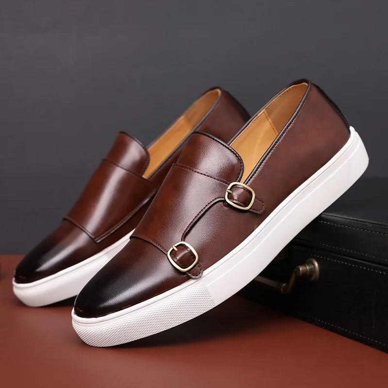 Octavio Leather Sneaker Sole Double Monk Loafers_1