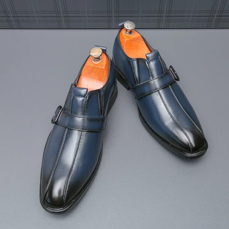 Morris Leather Pointed Toe Monk Strap Dress Shoes_10