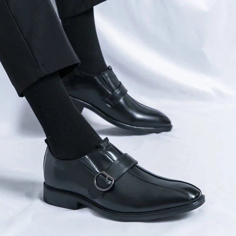 Morris Leather Pointed Toe Monk Strap Dress Shoes_17