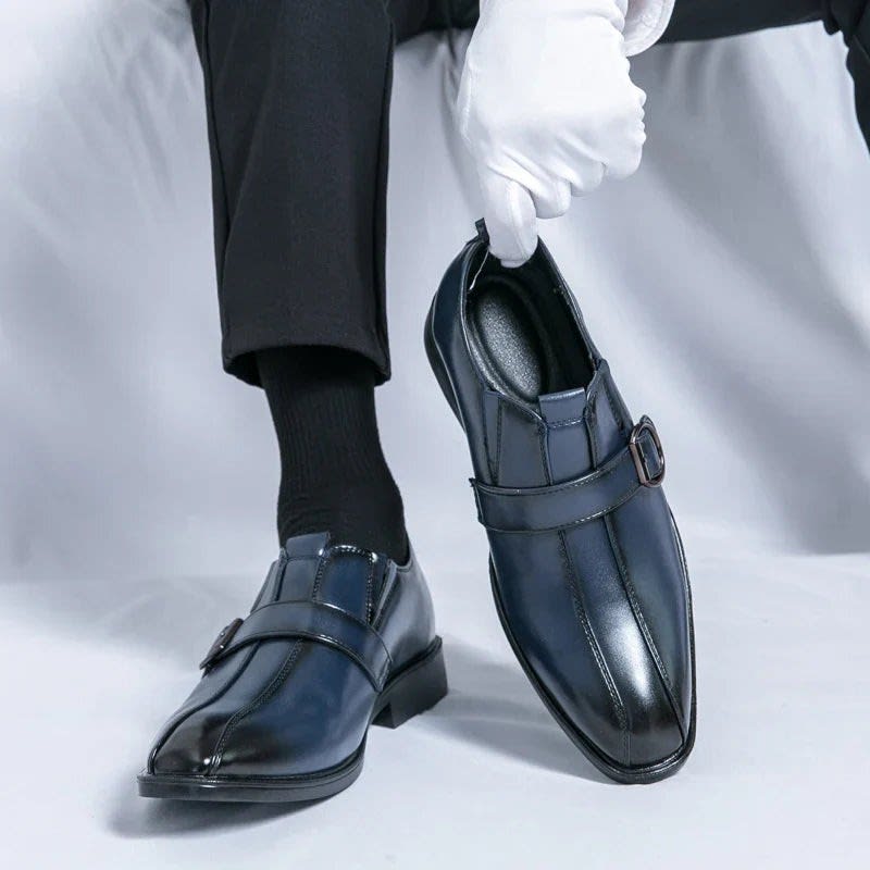 Morris Leather Pointed Toe Monk Strap Dress Shoes_2