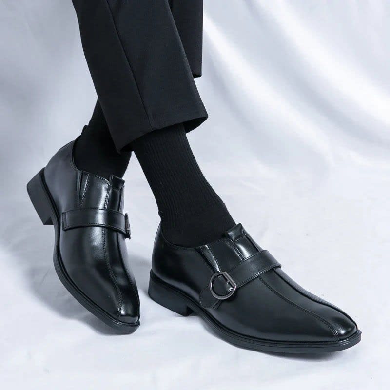 Morris Leather Pointed Toe Monk Strap Dress Shoes_20