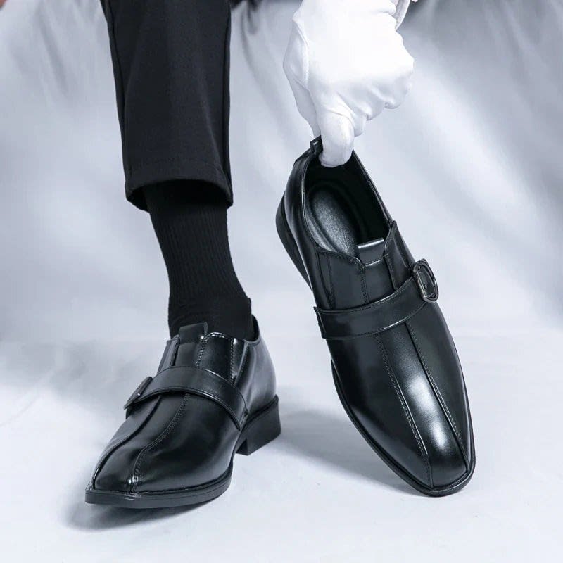 Morris Leather Pointed Toe Monk Strap Dress Shoes_21