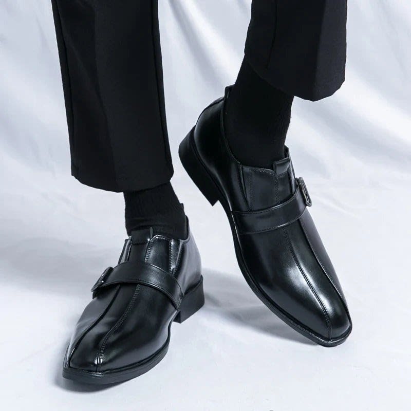 Morris Leather Pointed Toe Monk Strap Dress Shoes_22