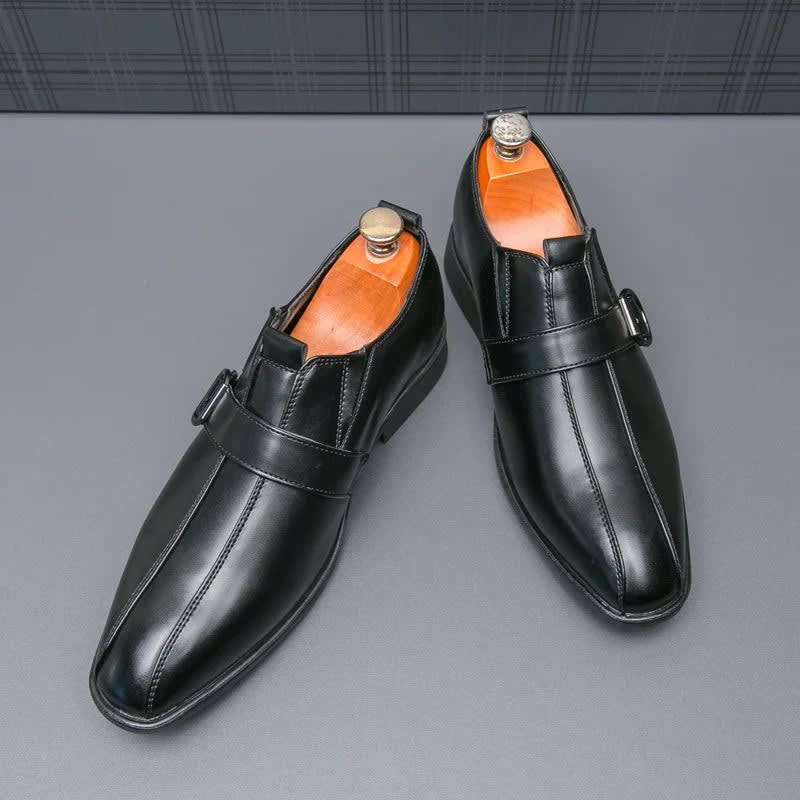 Morris Leather Pointed Toe Monk Strap Dress Shoes_23