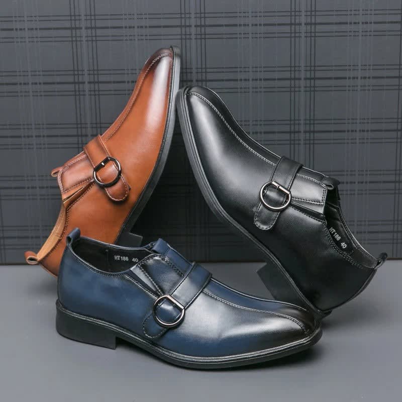 Morris Leather Pointed Toe Monk Strap Dress Shoes_25
