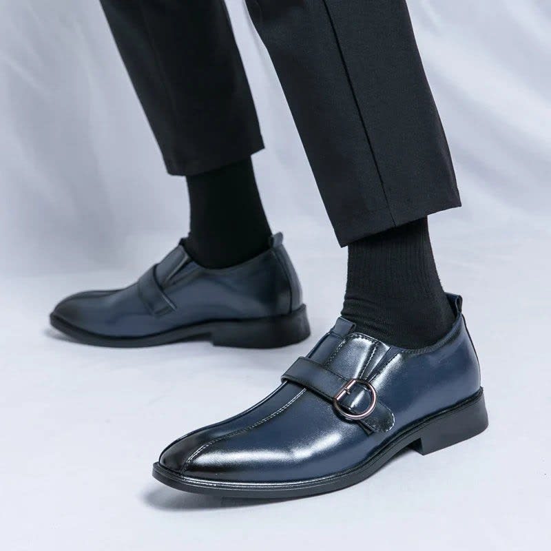 Morris Leather Pointed Toe Monk Strap Dress Shoes_5