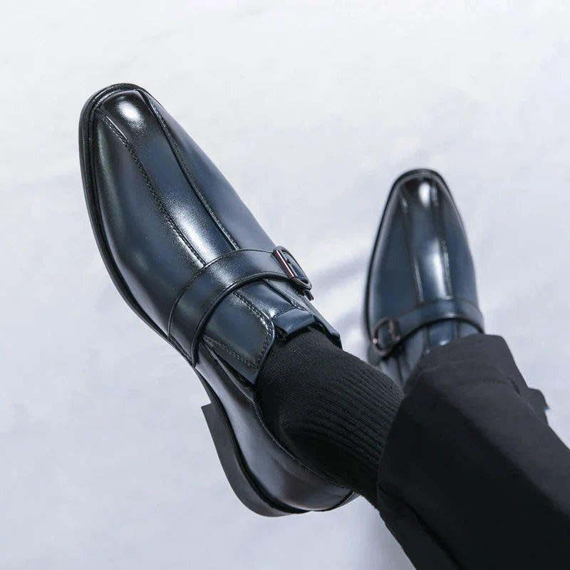 Morris Leather Pointed Toe Monk Strap Dress Shoes_6