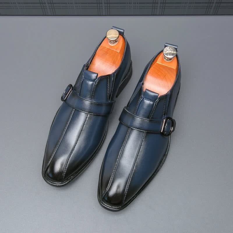 Morris Leather Pointed Toe Monk Strap Dress Shoes_9