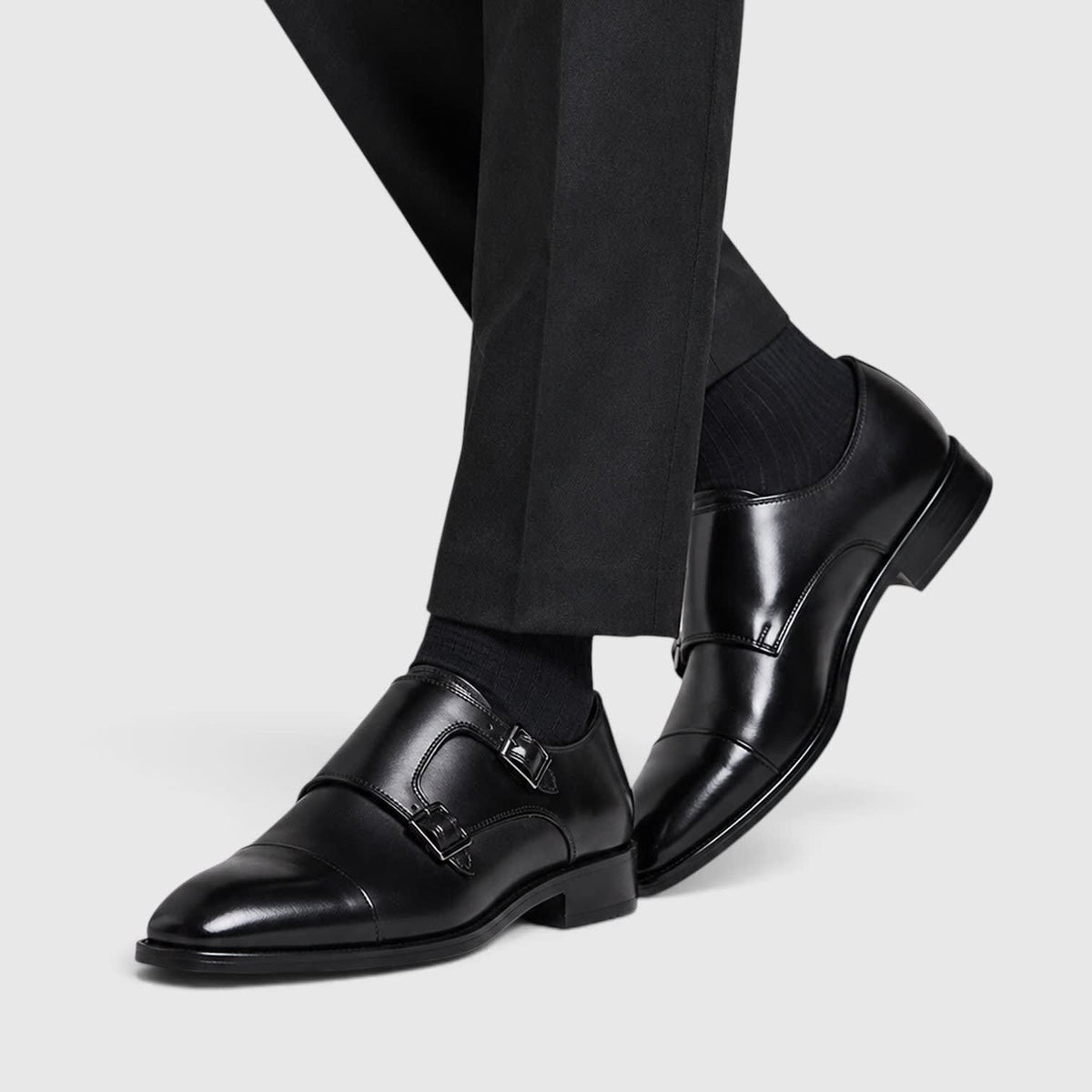 Sebastian Leather Double Monk Strap Shoes_4