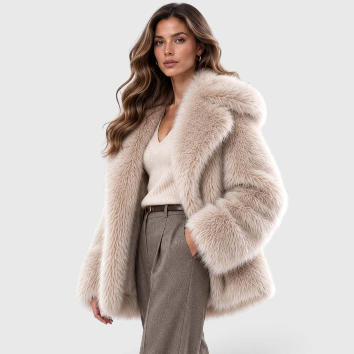 Angelina Plush Faux Fur Short Coat_2