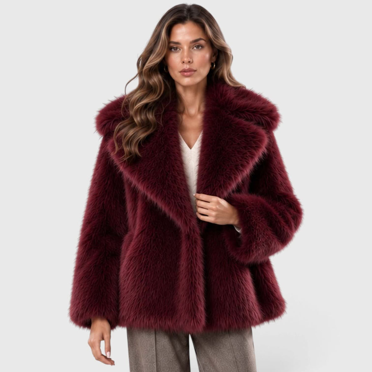 Angelina Plush Faux Fur Short Coat_7