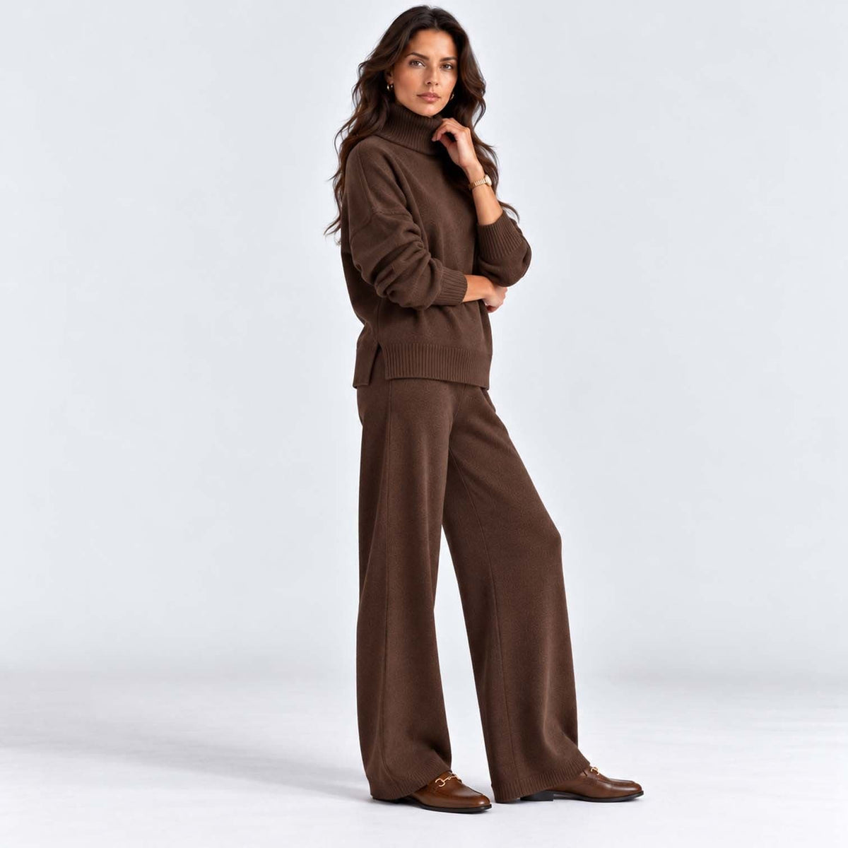 Lara Turtleneck Knit Two Piece Pants Set_11