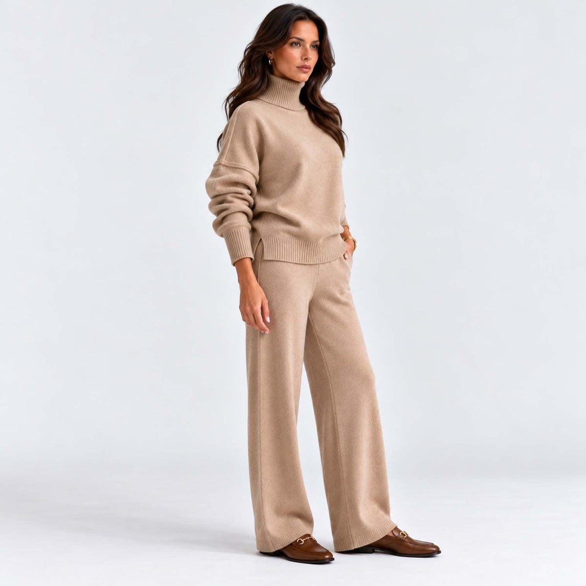 Lara Turtleneck Knit Two Piece Pants Set_3