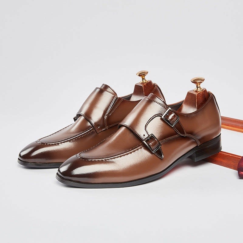 Murray Polished Leather Double Monk Strap Dress Shoes_3