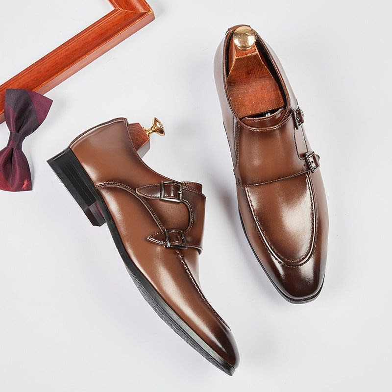 Murray Polished Leather Double Monk Strap Dress Shoes_4